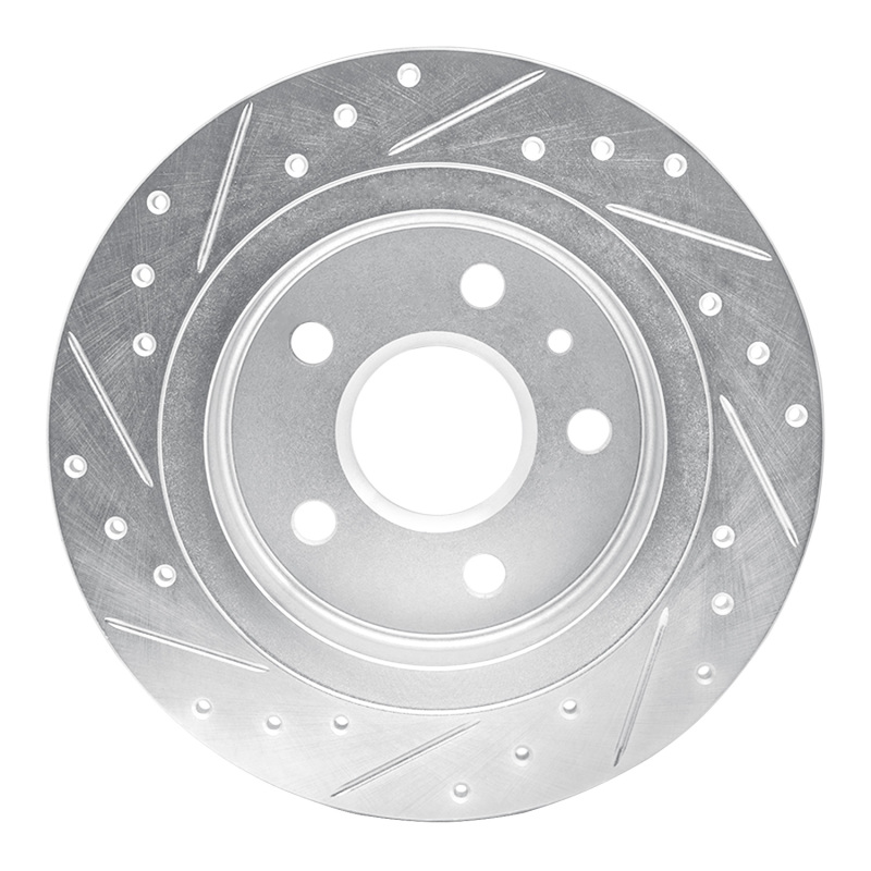 Buick Regal Brake Rotor (1) - Rear Right - R1 Concepts - Drilled & Slotted - Silver - `11-`16